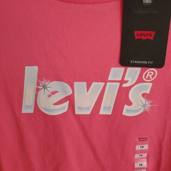 Levi’s Pink Graphic Logo T-Shirt Plus Size 1X NWT Short Sleeve Cotton Tee - Picture 7 of 8